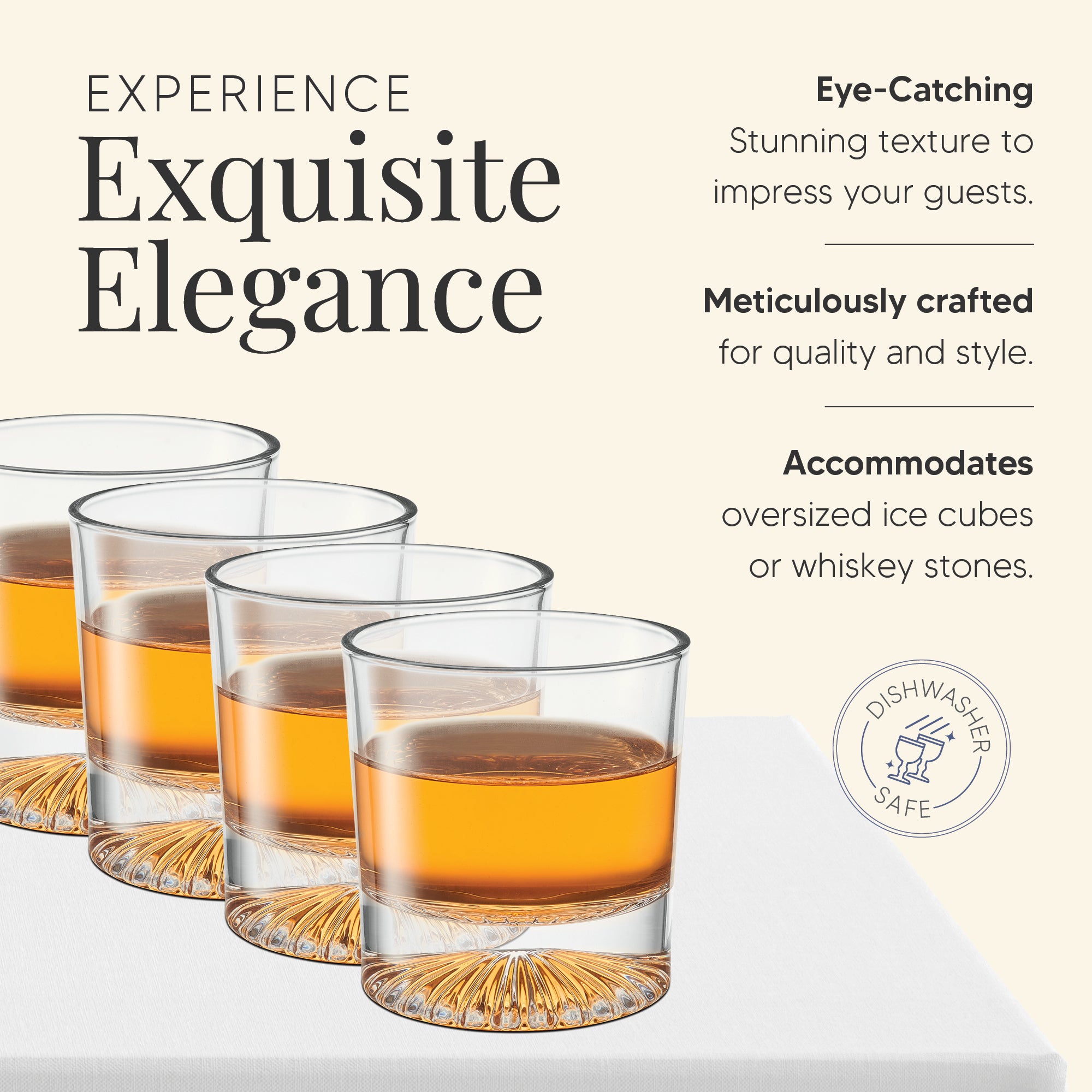 Globe On The Rocks Pyramide Mountain Whiskey Glasses with a Heavy Base, Set of 4, 8.8 Ounces