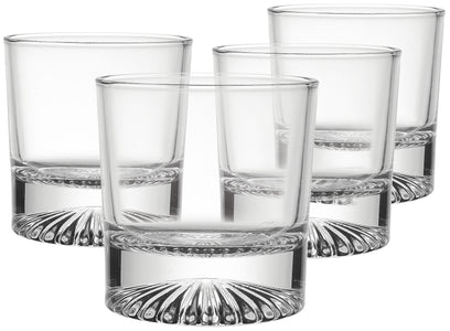 Globe On The Rocks Pyramide Mountain Whiskey Glasses with a Heavy Base, Set of 4, 8.8 Ounces