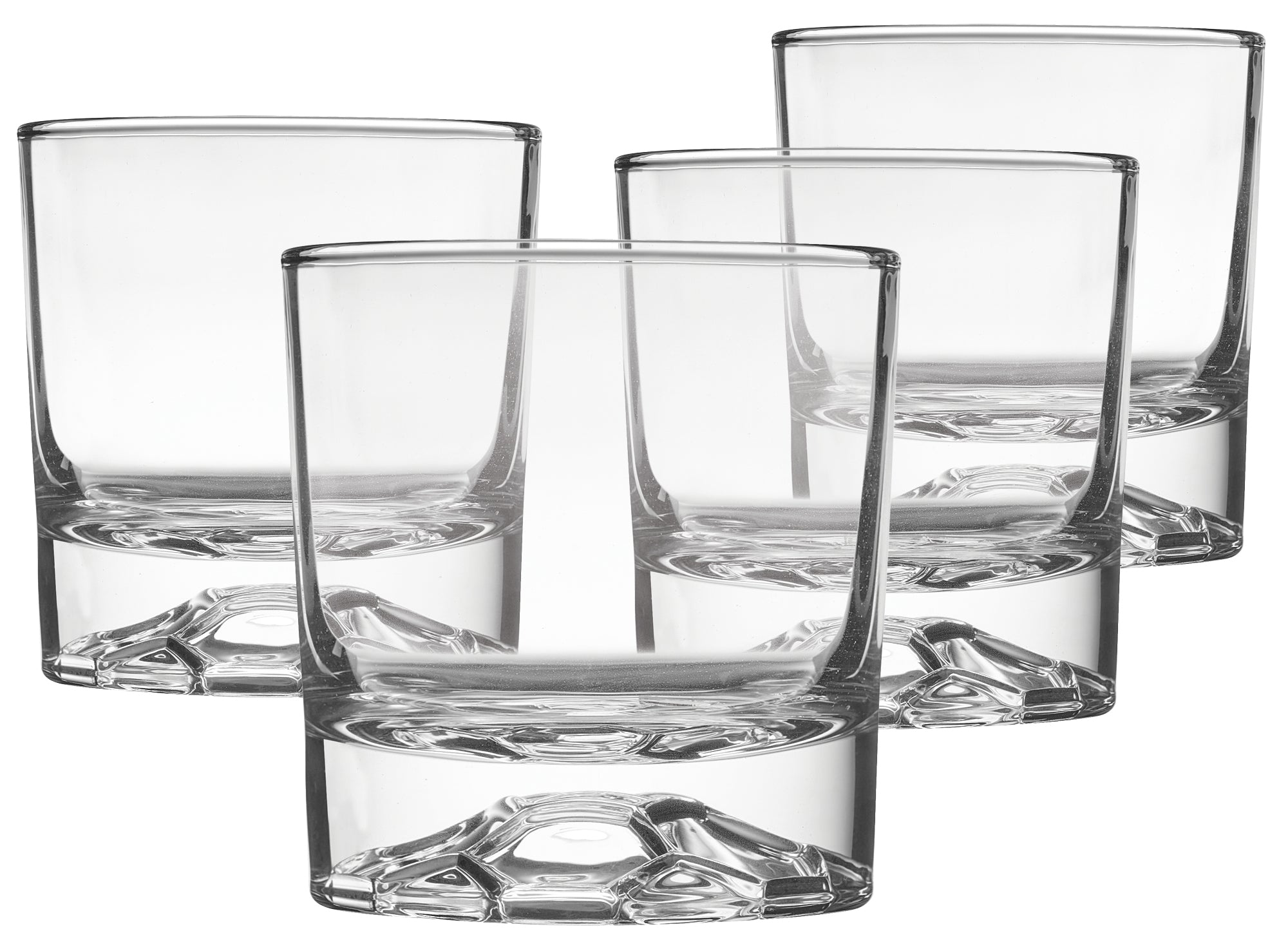 Globe on the Rocks Soccer Shaped Mountain Whiskey Glasses with a Heavy Base, Set of 4, 8.8 Ounces