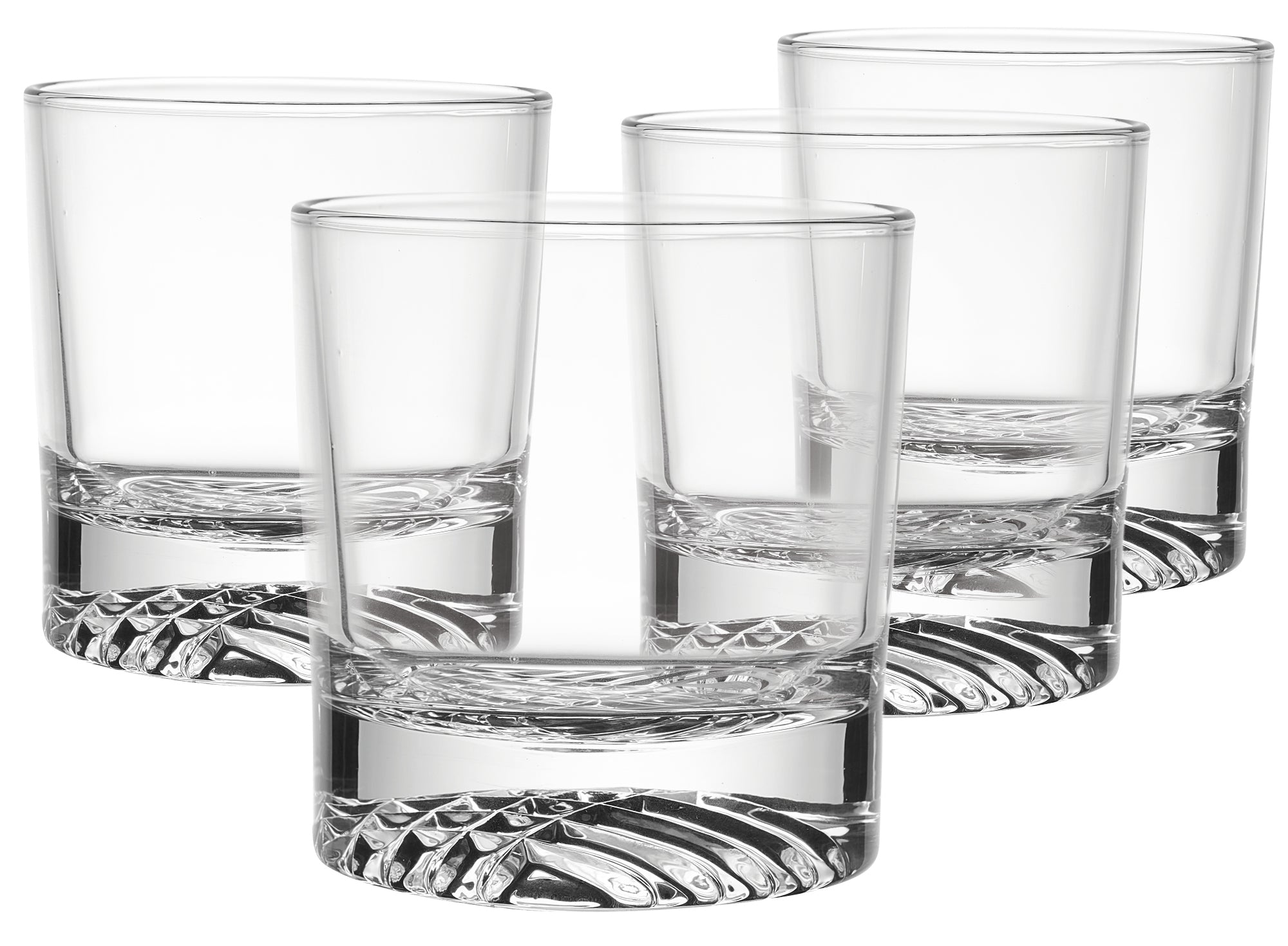 Globe On The Rocks Tartan Mountain Whiskey Glasses with a Heavy Base, Set of 4, 8.8 Ounces