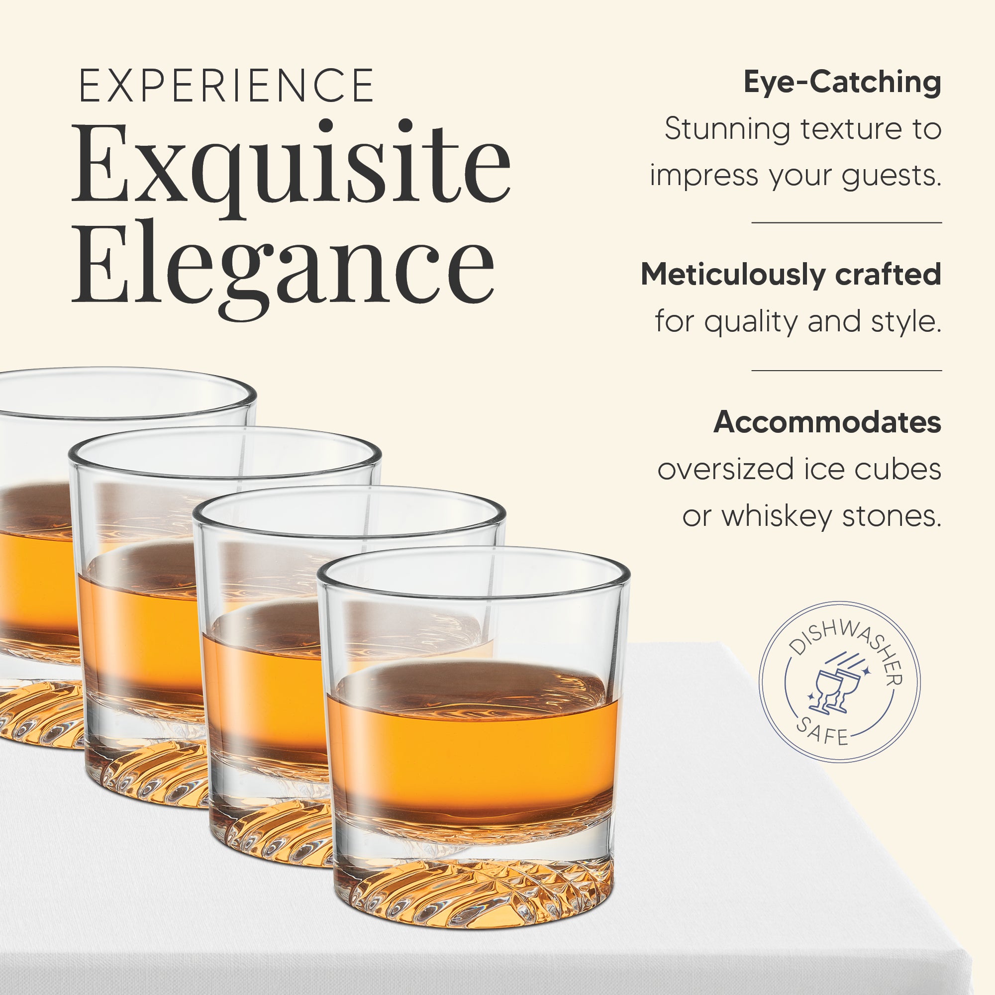 Globe On The Rocks Tartan Mountain Whiskey Glasses with a Heavy Base, Set of 4, 8.8 Ounces