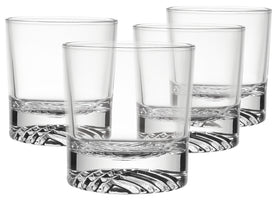 Globe On The Rocks Tartan Mountain Whiskey Glasses with a Heavy Base, Set of 4, 8.8 Ounces