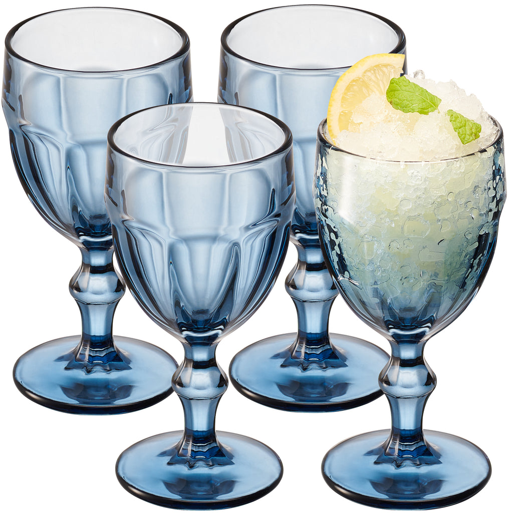 Rambouillet Blue Tinted Water Goblet Glasses 11 oz, Set of 4 – Wine And  Tableware