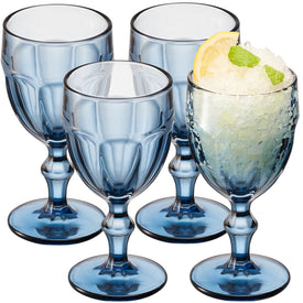 Rambouillet Blue Tinted Water Goblet Glasses 11 oz, Set of 4