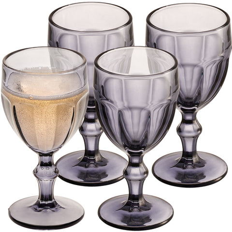 Image of Rambouillet Black Tinted Water Goblet Glasses 11 oz, Set of 4