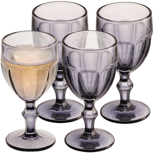 Rambouillet Black Tinted Water Goblet Glasses 11 oz, Set of 4