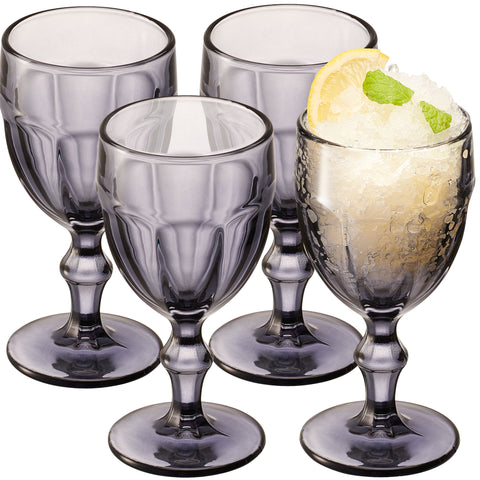 Image of Rambouillet Black Tinted Water Goblet Glasses 11 oz, Set of 4