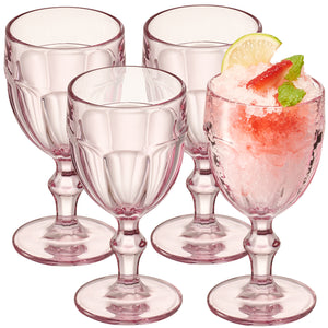 Rambouillet Pink Tinted Water Goblet Glasses 11 oz, Set of 4