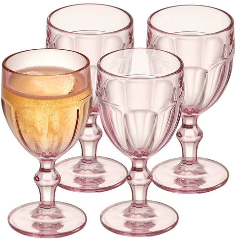 Image of Rambouillet Pink Tinted Water Goblet Glasses 11 oz, Set of 4