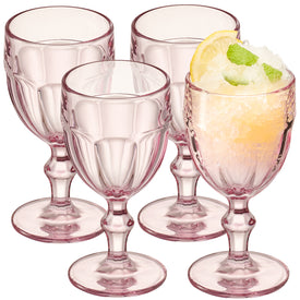 Rambouillet Pink Tinted Water Goblet Glasses 11 oz, Set of 4