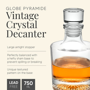Globe On The Rocks Pyramide Mountain Whiskey Glass Decanter 23.5 Ounces