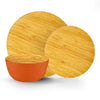 Brilliant - Orange/Papaya Colored Bamboo Dinnerware Set, 12 Piece Set Service for 4