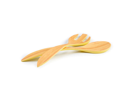 Brilliant - Yellow Colored Bamboo Salad Server Set of 2