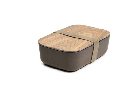 Bamboo Lunch Box, Walnut and Coffee Colored Wooden Bento Box 7.5 X 5 Inches