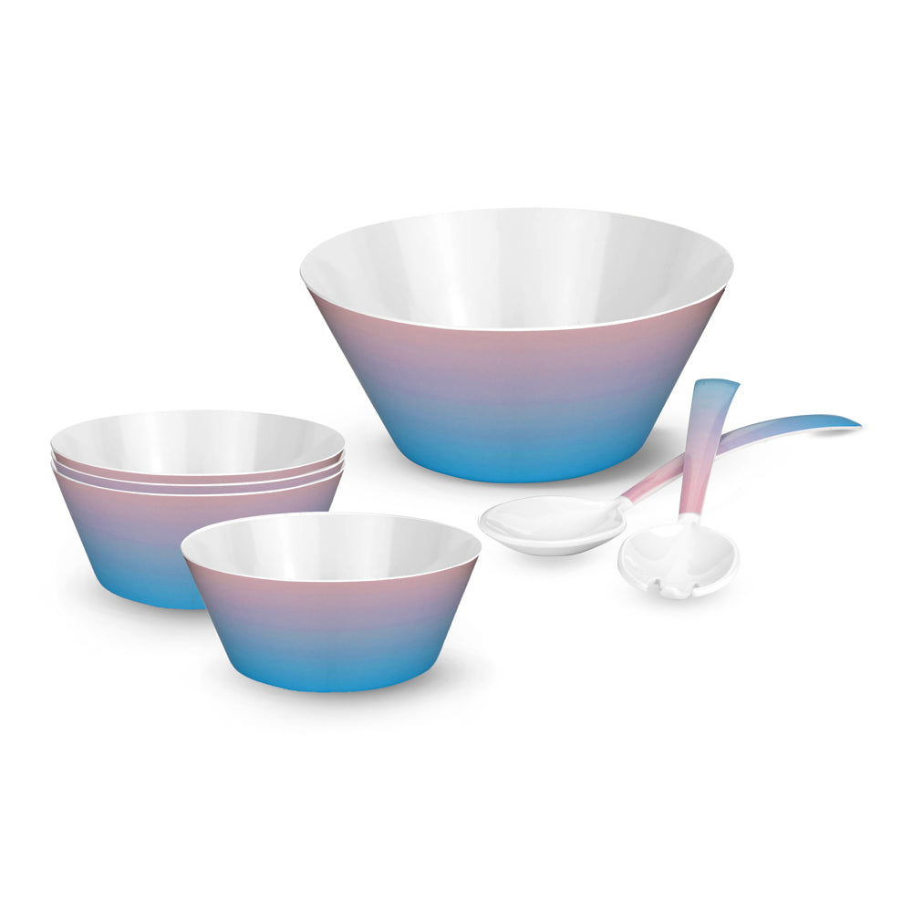Cotton Candy 7 Piece Melamine Pasta Set with Serving Bowl