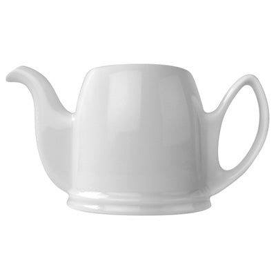 Image of Guy Degrenne Salam Pomme D'Amour 6 Cup Teapot with a Red Cover and White Body, 36 Ounces