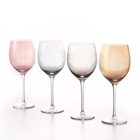 Image of Rainbow Glow Colored Wine Glasses with Stems 16 Ounces, Set of 4