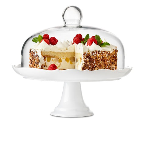 Image of Brilliant - Bianco Pedestal Cake Plate and Dome 27cm (10.5 inches)