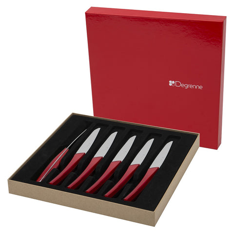Image of Guy Degrenne - Quartz Steak Knives Set of 6, Red