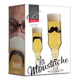 Brilliant - Beer Bottle Shape Mustache Glass 13oz. Set of 2 Assorted