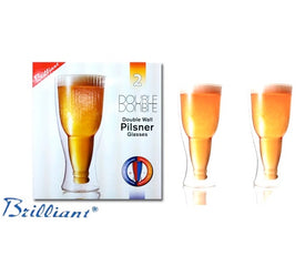 Double Wall Glass Beer Pilsner 390ml Set Of 2 by Brilliant