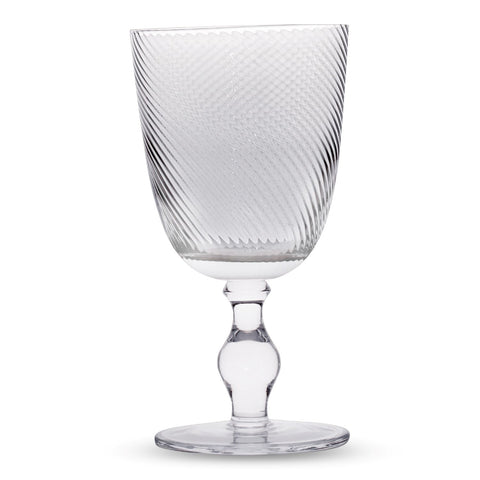 Image of Retro Clear Textured Footed Goblet Glasses 12 Ounces, Set of 4