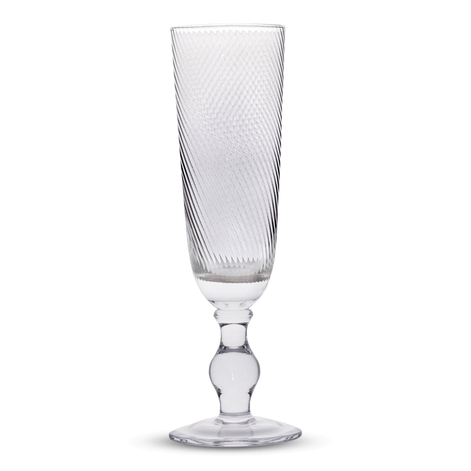 Retro Clear Textured Footed Flute Glasses 7.8 Ounces, Set of 4