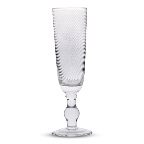 Image of Retro Clear Textured Footed Flute Glasses 7.8 Ounces, Set of 4