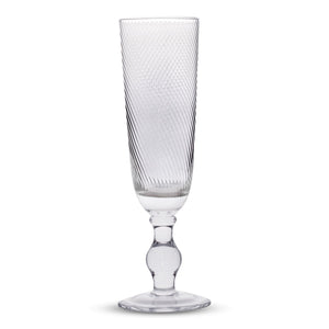 Retro Clear Textured Footed Flute Glasses 7.8 Ounces, Set of 4