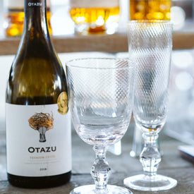 Retro Clear Textured Highball Tumbler Glasses 17.5 Ounces, Set of 4