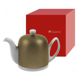 Salam White 6 Cup Teapot with Bronze Cover 33.8oz. By Guy Degrenne