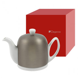 Salam White 6 Cup Teapot with Zinc Cover 33.8oz. By Guy Degrenne