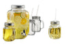Brilliant – Glass Mason Jar Drink Dispenser and Mason Jar Mugs with Lids and Straws, 5 Piece Mason Jar Drinking Set