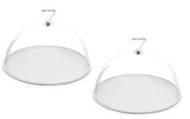 Round Flat Cake Tray with an Acrylic Cake Dome and Diamond Shaped Knob, 10 Inches, Set of 2
