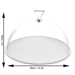 Round Flat Cake Tray with an Acrylic Cake Dome and Diamond Shaped Knob, 10 Inches, Set of 2