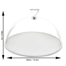 Round Flat Cake Tray with an Acrylic Cake Dome and Diamond Shaped Knob, 10 Inches