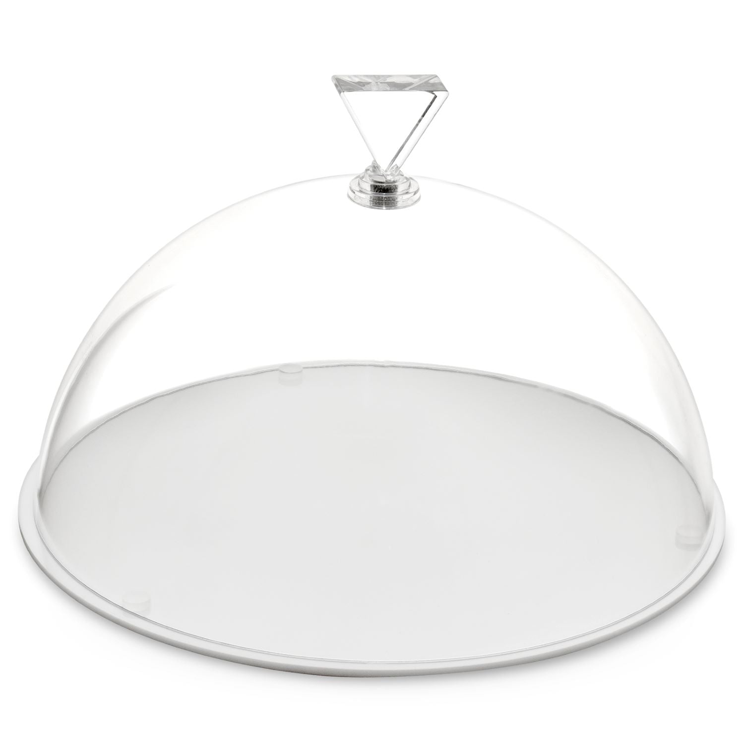 Round Flat Cake Tray with an Acrylic Cake Dome and Diamond Shaped Knob, 10 Inches, Set of 2