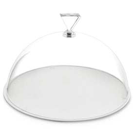 Round Flat Cake Tray with an Acrylic Cake Dome and Diamond Shaped Knob, 10 Inches, Set of 2