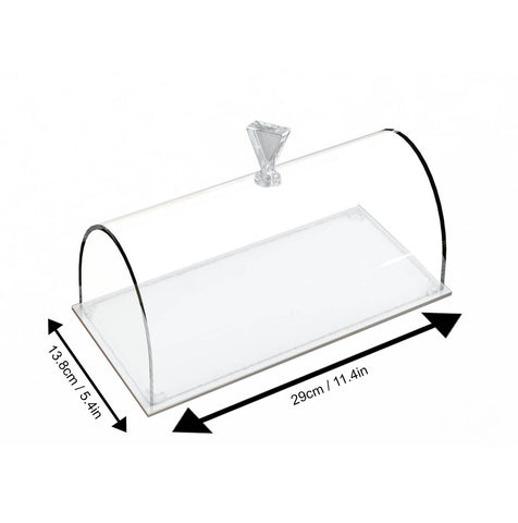 Image of Rectangular Acrylic Tray and Cake Dome, 11 Inches Long, Set of 2