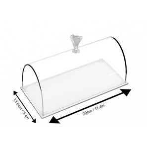 Rectangular Acrylic Tray and Cake Dome, 11 Inches Long, Set of 2