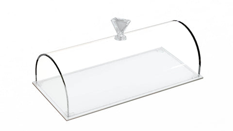 Image of Rectangular Acrylic Tray and Cake Dome, 11 Inches Long, Set of 2