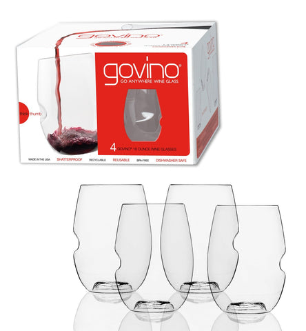 Govino - 16 Ounce Dishwasher Safe Series Stemless Wine Glasses, Set of 4
