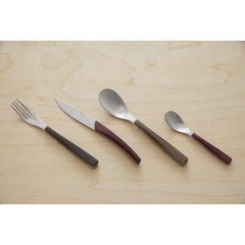 Guy Degrenne - Quartz Flatware with Colored Handles, 24 piece Set Service for 6, Matt Grenat/Red