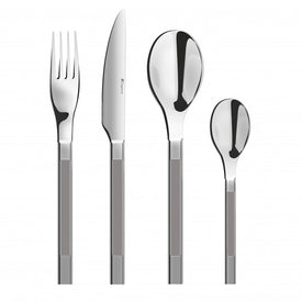 Guy Degrenne - Taiga 24 piece Flatware set with Serrated Knife, Titane