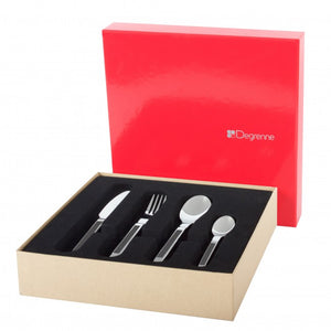 Guy Degrenne - Taiga 24 piece Flatware set with Serrated Knife, Carbon