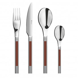 Guy Degrenne - Taiga 24 piece Flatware set with Serrated Knife, Grenat