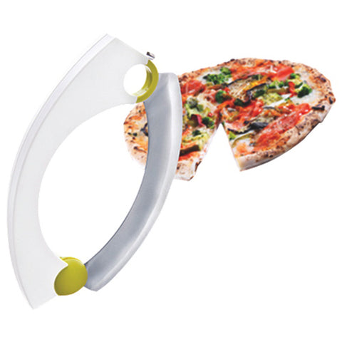 Image of Vacu Vin - Mezzaluna Pizza Cutter/Slicer and Herbs Chopper, White