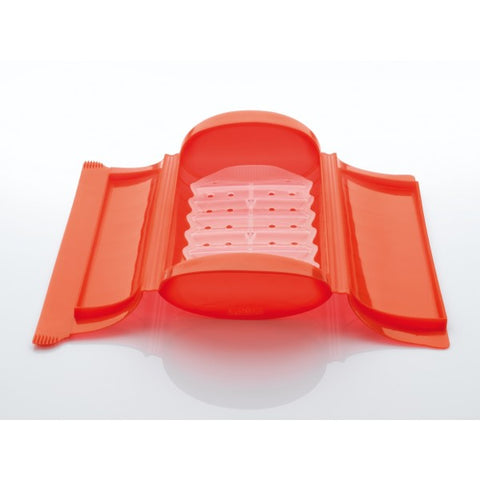 Image of Lékué - Silicone Food Steamer Case for 1 - 2 Servings with Draining Tray, Red