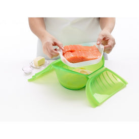 Lékué - Silicone Deep Steamer Case for 3 - 4 Servings, Red