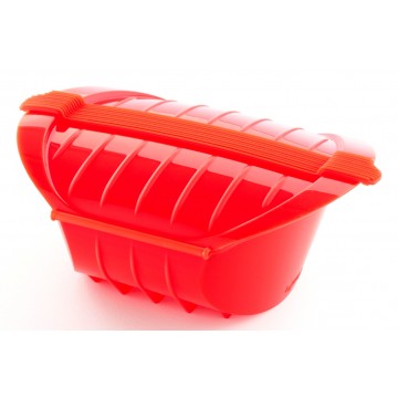 Image of Lékué - Silicone Deep Steamer Case for 3 - 4 Servings, Red